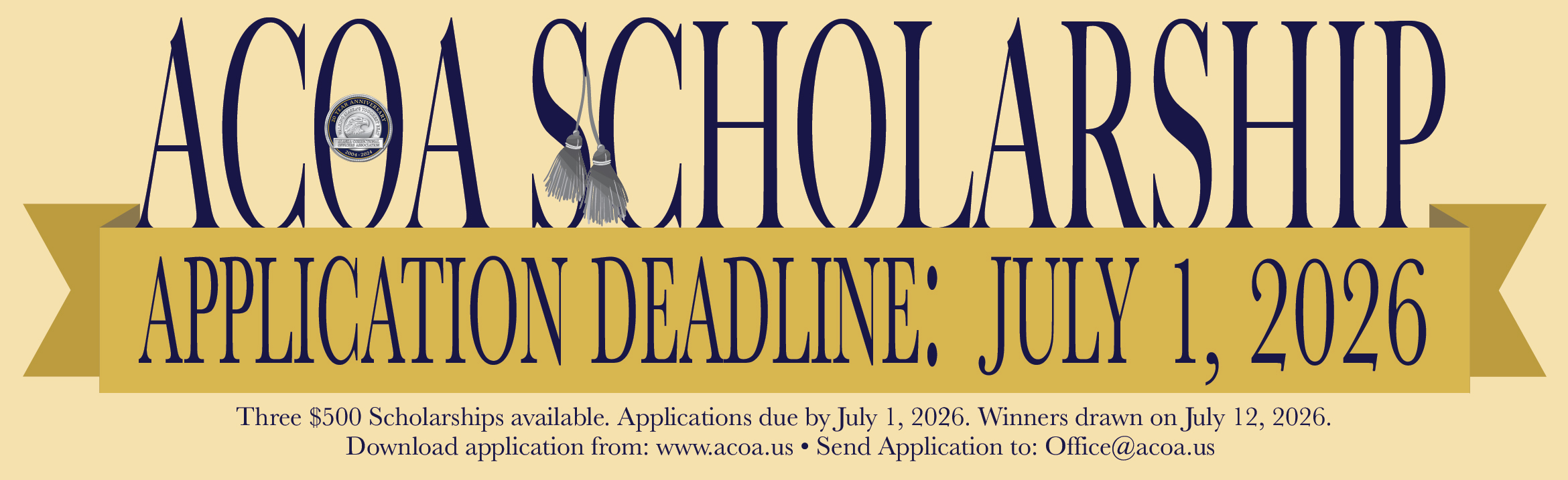 ACOA Scholarship Application Deadline July 1, 2026