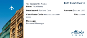 $1000 Alaska Airlines Gift Certificate